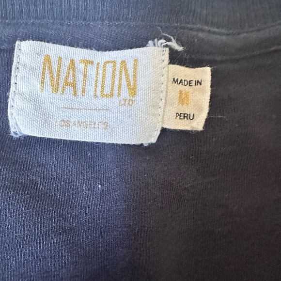 Nation LTD black v neck puff sleeve Pima cotton long sleeve t shirt, sz M - Picture 5 of 5